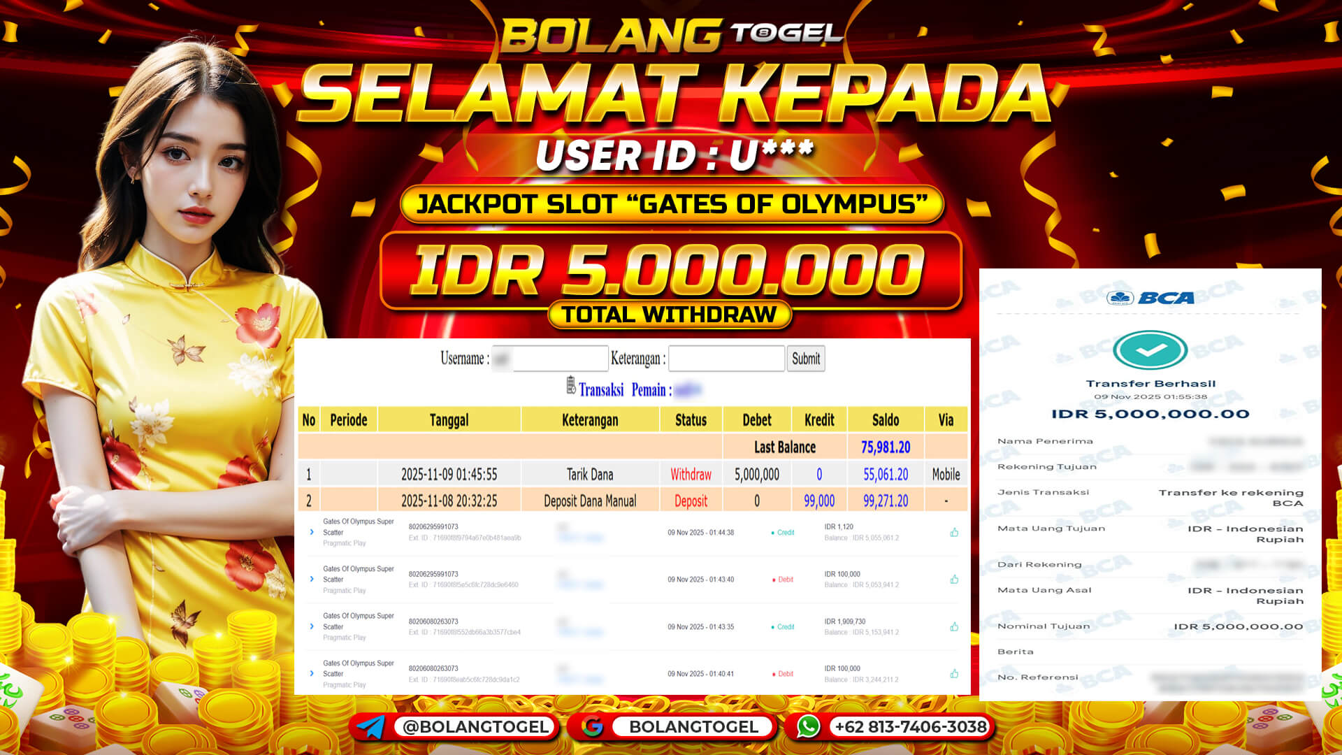 Bukti jackpot SLOT GATES OF OLYMPUS SUPER SCATTER BOLANGTOGEL - gambar 1